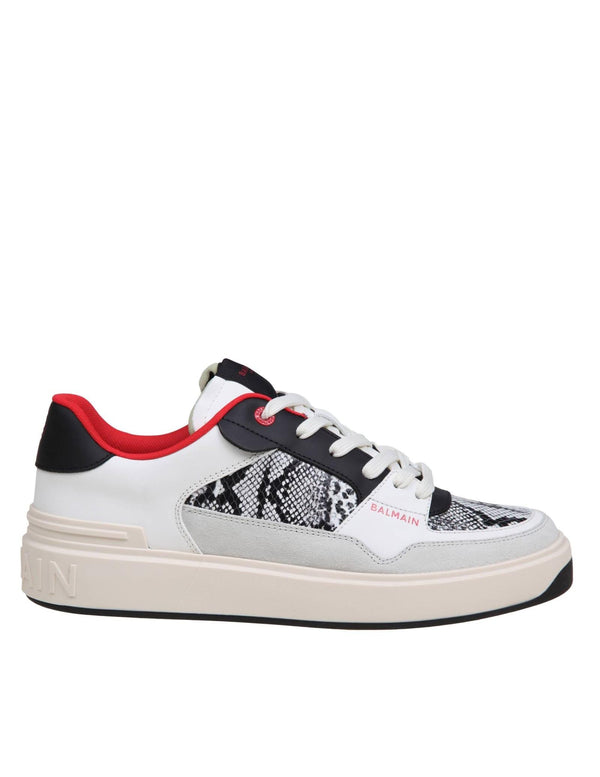 Balmain B-court Flip Sneakers In Python Effect Leather - Men - Piano Luigi