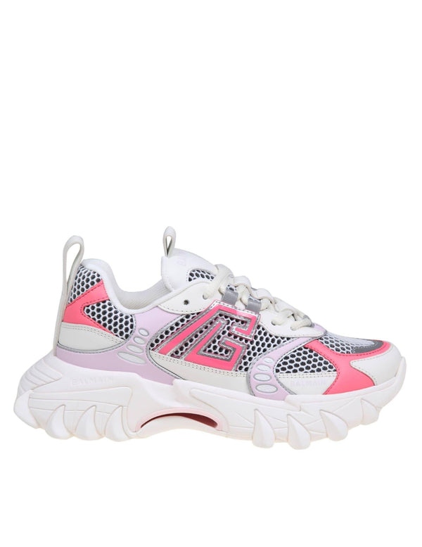 Balmain B-east Sneakers In Mix Of White And Pink Materials - Women - Piano Luigi