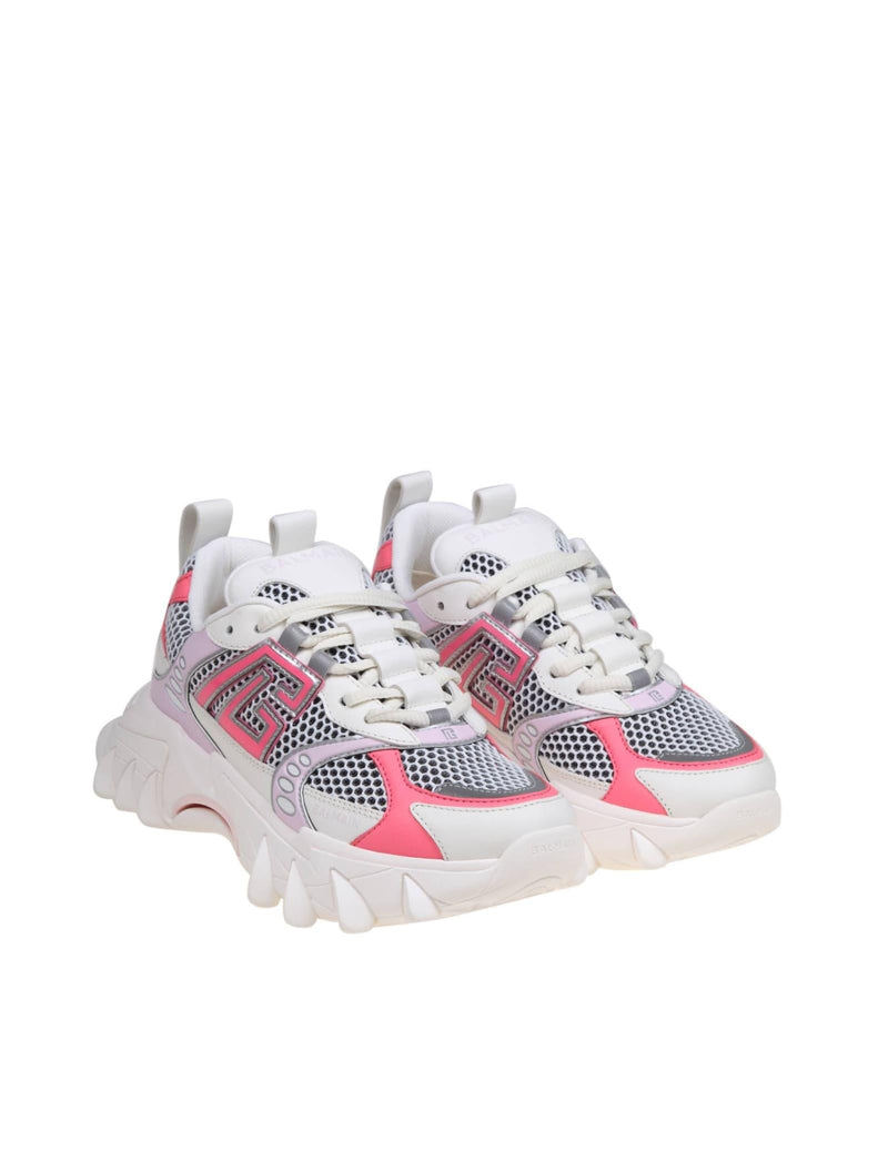 Balmain B-east Sneakers In Mix Of White And Pink Materials - Women - Piano Luigi