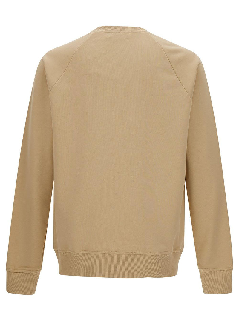 Balmain Beige Crewneck Sweatshirt With Contrasting Logo Print At The Front In Cotton Man - Men - Piano Luigi