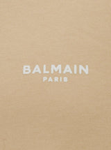 Balmain Beige Crewneck Sweatshirt With Contrasting Logo Print At The Front In Cotton Man - Men - Piano Luigi