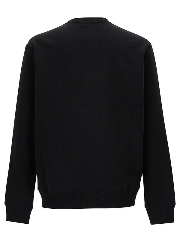 Balmain Black Crewneck Sweatshirt With Contrasting Logo Lettering In Cotton Man - Men - Piano Luigi