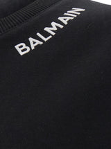 Balmain Black Crewneck Sweatshirt With Contrasting Logo Lettering In Cotton Man - Men - Piano Luigi