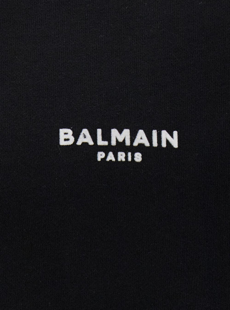 Balmain Black Crewneck Sweatshirt With Contrasting Logo Print At The Front In Cotton Man - Men - Piano Luigi