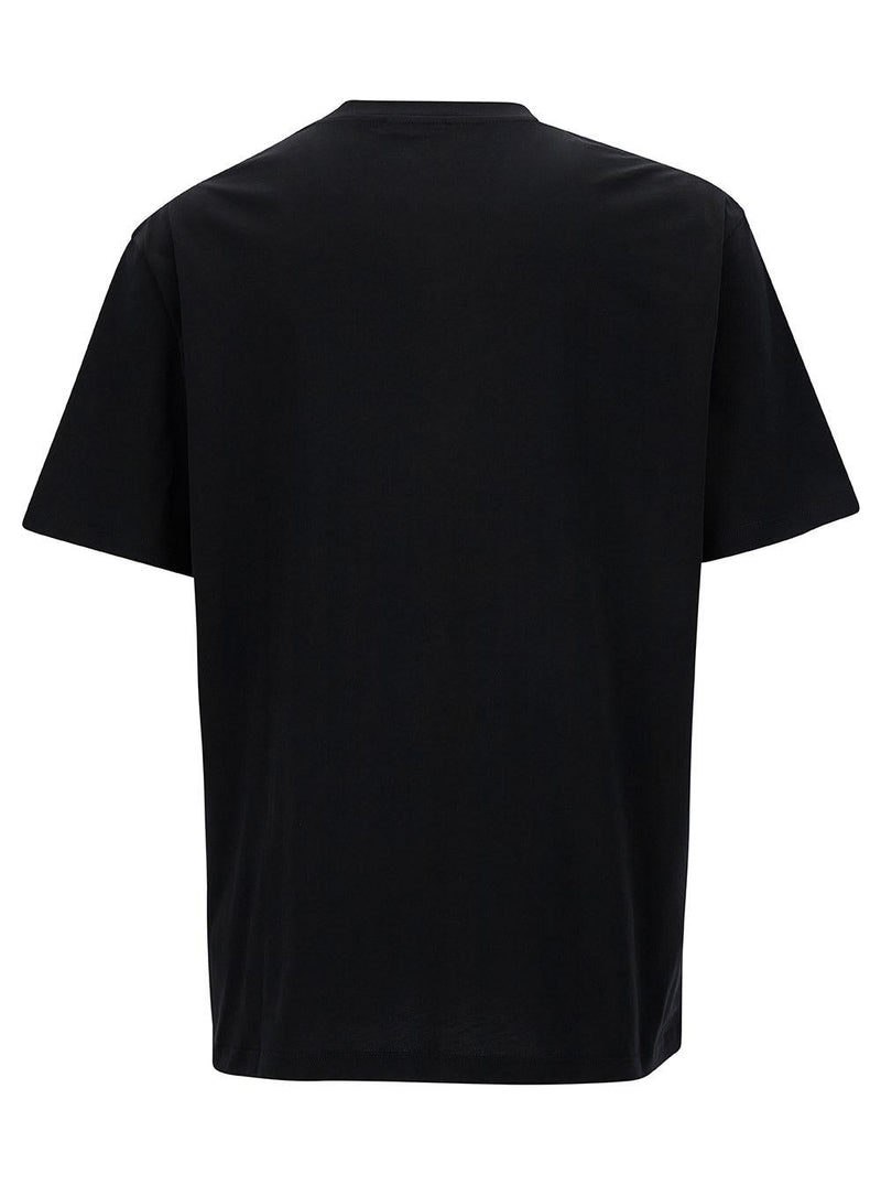 Balmain Black Crewneck T-shirt With Contrasting Logo Embroidery In Cotton Man - Men - Piano Luigi