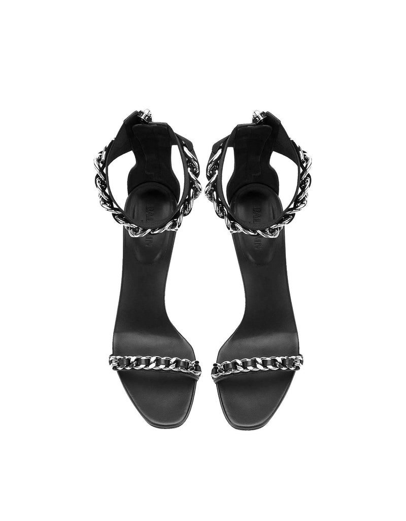 Balmain Black Leather Duo Chain Sandals - Women - Piano Luigi