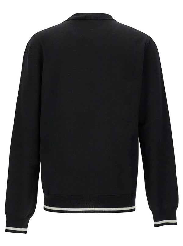 Balmain Black Sweater With Mini Monogram In Wool Man - Men - Piano Luigi