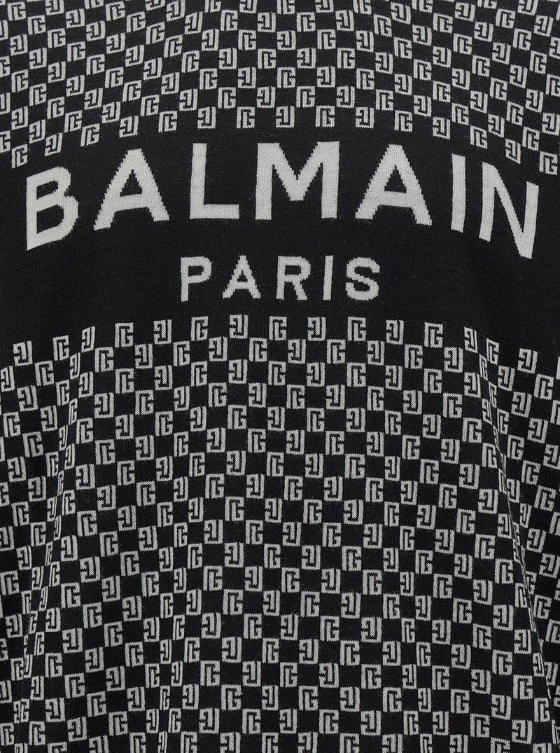 Balmain Black Sweater With Mini Monogram In Wool Man - Men - Piano Luigi