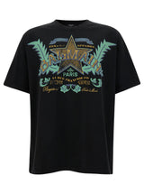 Balmain Black T-shirt With Western Graphic Print In Cotton Man - Men - Piano Luigi