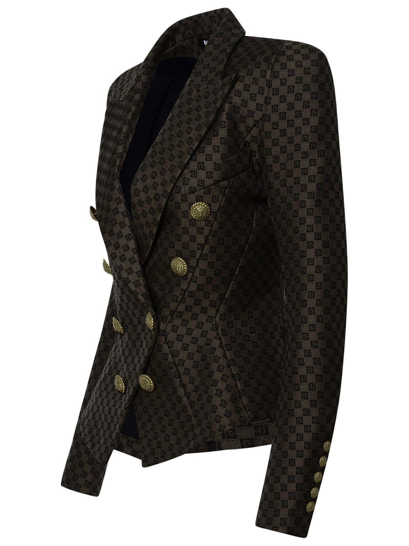 Balmain Blazer In Brown Cotton Blend - Women - Piano Luigi