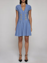 Balmain Buttoned Knit Skater Mini Dress - Women - Piano Luigi