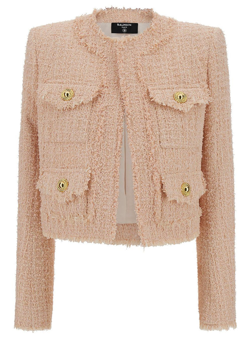 Balmain Collarless 4 Pkts Tweed Jacket - Women - Piano Luigi