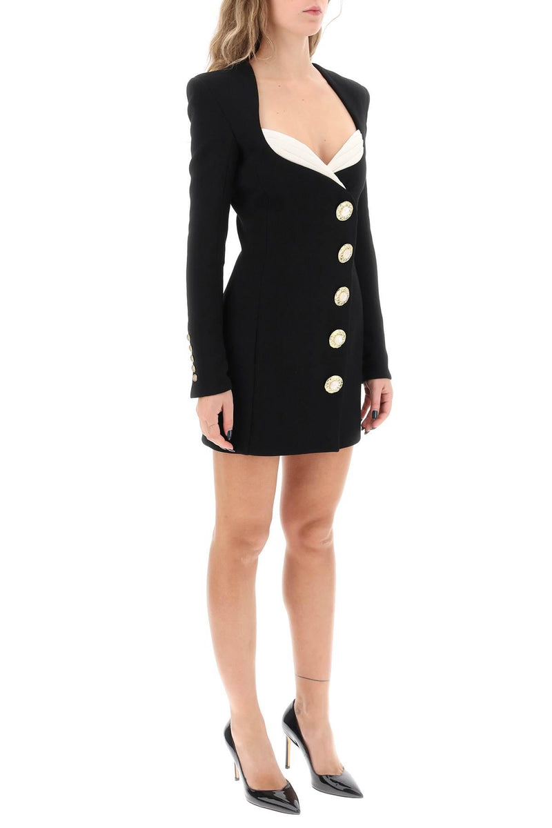 Balmain Crepe Mini Dress With Jewel Buttons - Women - Piano Luigi