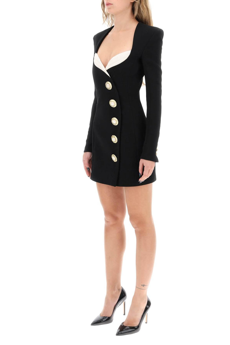 Balmain Crepe Mini Dress With Jewel Buttons - Women - Piano Luigi