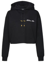 Balmain Cropped Drawstring Hoodie - Women - Piano Luigi