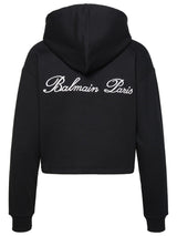 Balmain Cropped Drawstring Hoodie - Women - Piano Luigi