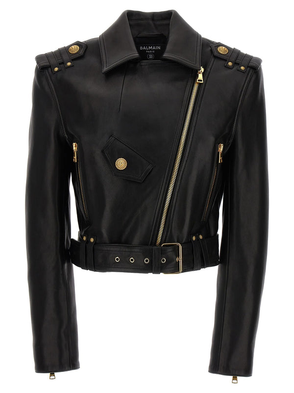 Balmain Cropped Leather Nail - Women - Piano Luigi