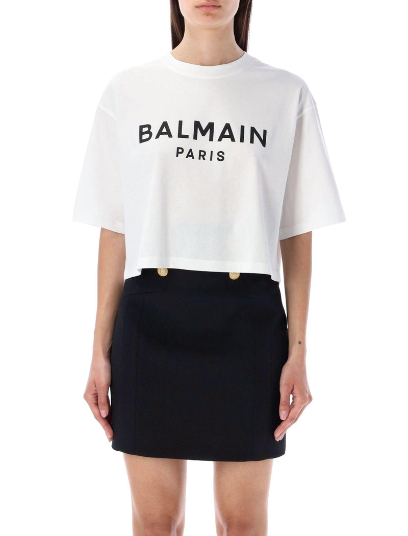 Balmain Cropped Logo T-shirt - Women - Piano Luigi