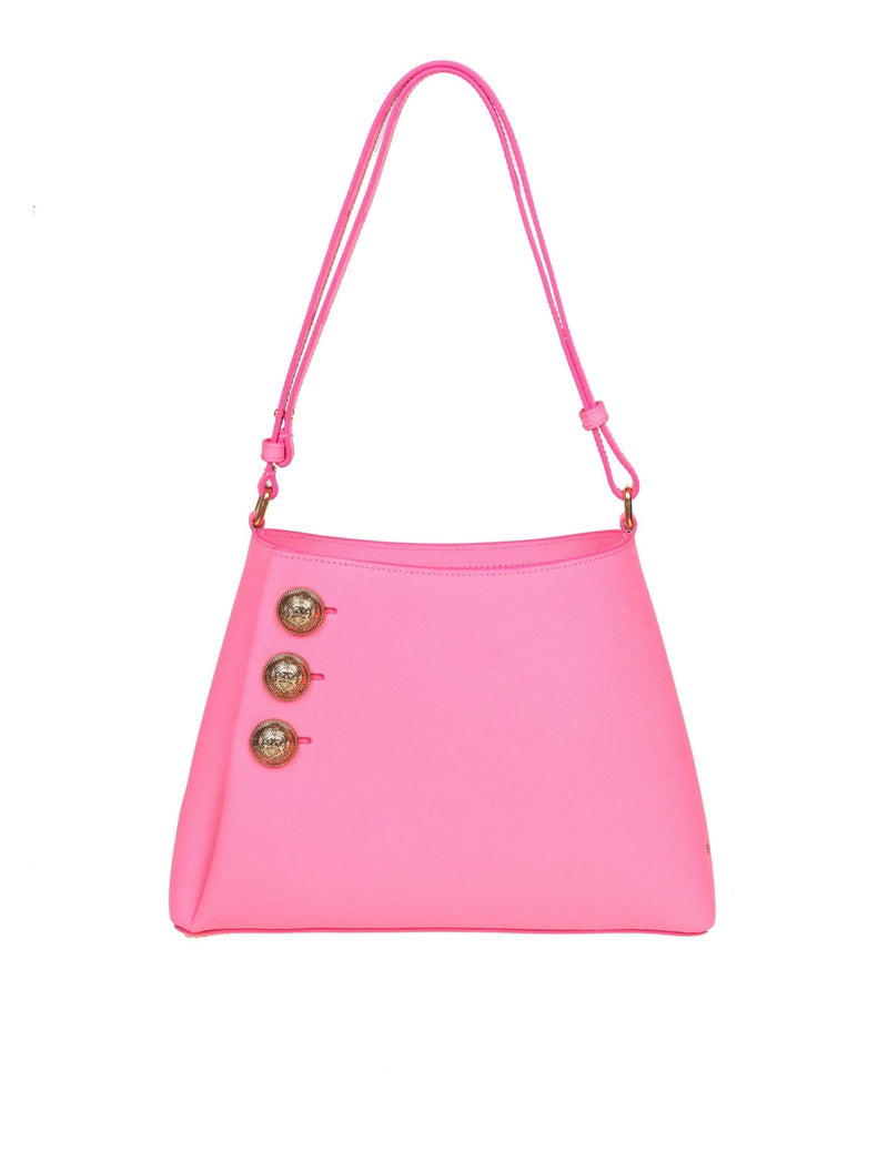 Balmain Emblem Shoulder Bag In Pink Leather - Women - Piano Luigi