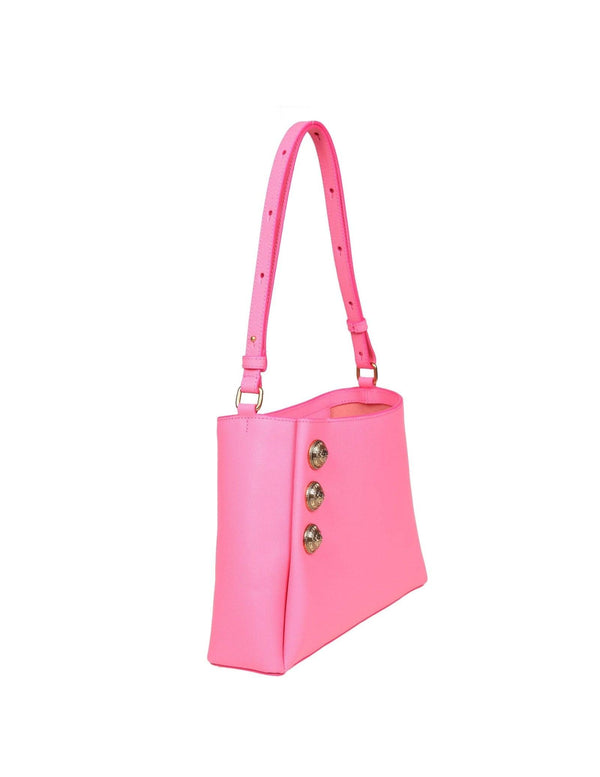 Balmain Emblem Shoulder Bag In Pink Leather - Women - Piano Luigi