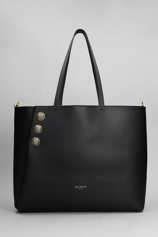 Balmain Embleme Tote In Black Leather - Women - Piano Luigi