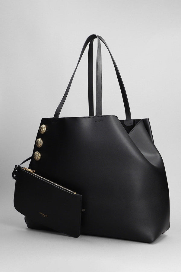 Balmain Embleme Tote In Black Leather - Women - Piano Luigi