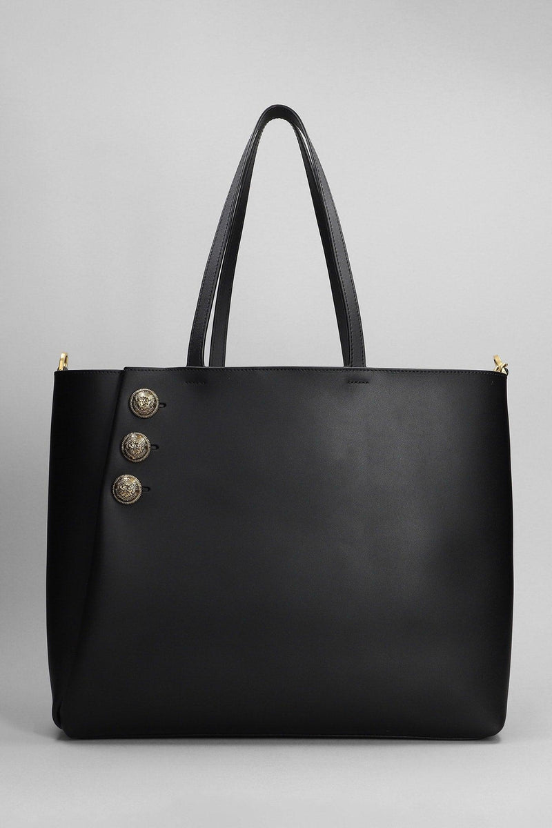 Balmain Embleme Tote In Black Leather - Women - Piano Luigi