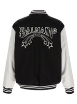 Balmain embroidered Badges Satined Varsity Bomber Jacket - Men - Piano Luigi