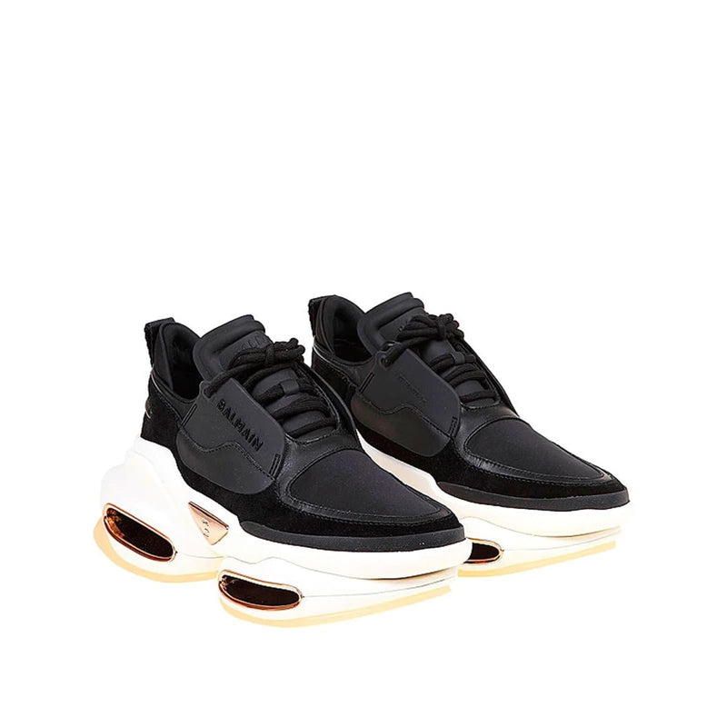 Balmain Fabric And Leather Logo Sneakers - Women - Piano Luigi