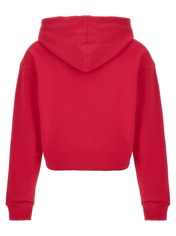 Balmain Flocked Logo Cropped Hoodie - Women - Piano Luigi