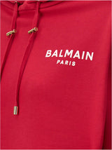 Balmain Flocked Logo Cropped Hoodie - Women - Piano Luigi