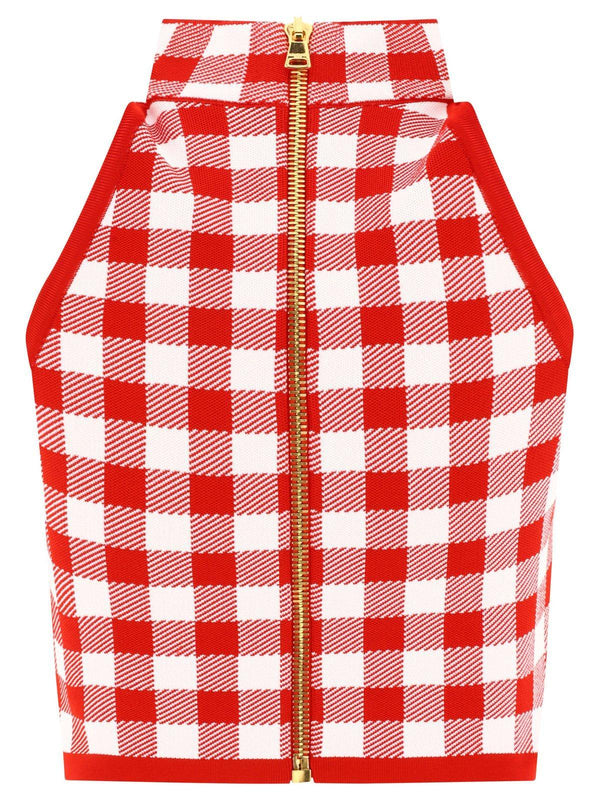 Balmain Gingham Checked Sleeveless Top - Women - Piano Luigi