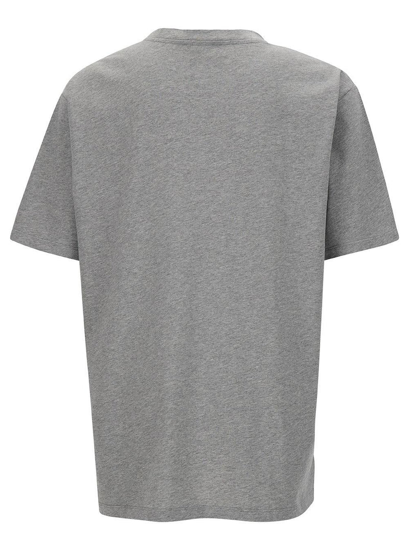 Balmain Grey Crew Neck T-shirt With Logo Print On The Chest In Cotton Man - Men - Piano Luigi