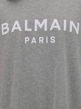 Balmain Grey Crew Neck T-shirt With Logo Print On The Chest In Cotton Man - Men - Piano Luigi