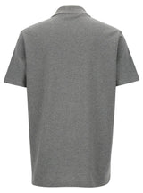 Balmain Grey Polo Shirt With Logo Embroidery On Collar In Cotton Man - Men - Piano Luigi