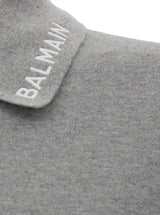 Balmain Grey Polo Shirt With Logo Embroidery On Collar In Cotton Man - Men - Piano Luigi