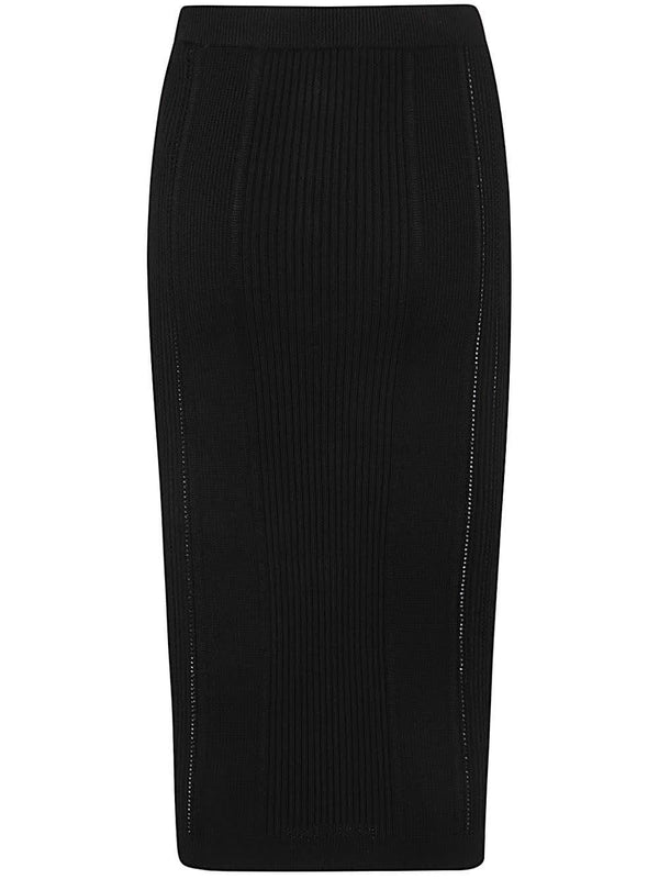 Balmain High Waist Five Button See Through Knit Midi Skirt - Women - Piano Luigi