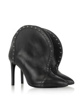 Balmain Iren Black Leather Pointed Toe High Heel Booties W/studs - Women - Piano Luigi