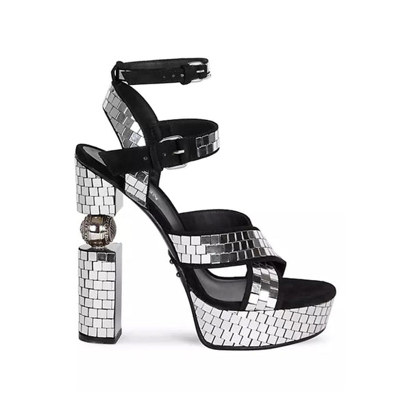 Balmain Jeni Mirror Platform Sandals - Women - Piano Luigi