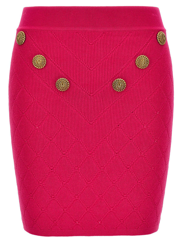 Balmain Logo Button Knitted Skirt - Women - Piano Luigi