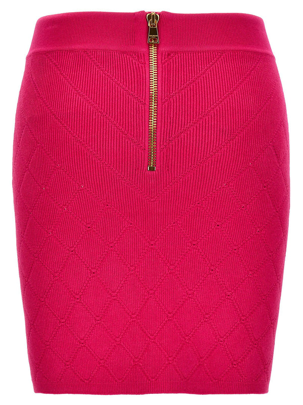 Balmain Logo Button Knitted Skirt - Women - Piano Luigi