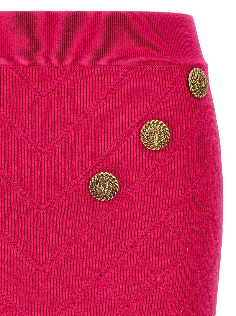 Balmain Logo Button Knitted Skirt - Women - Piano Luigi