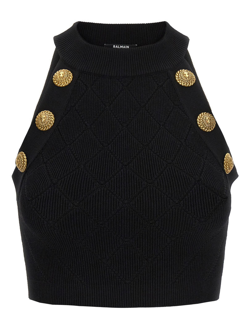 Balmain Logo Button Top - Women - Piano Luigi