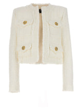 Balmain Logo Button Tweed Jacket - Women - Piano Luigi