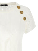 Balmain Logo Buttons Cropped Top - Women - Piano Luigi