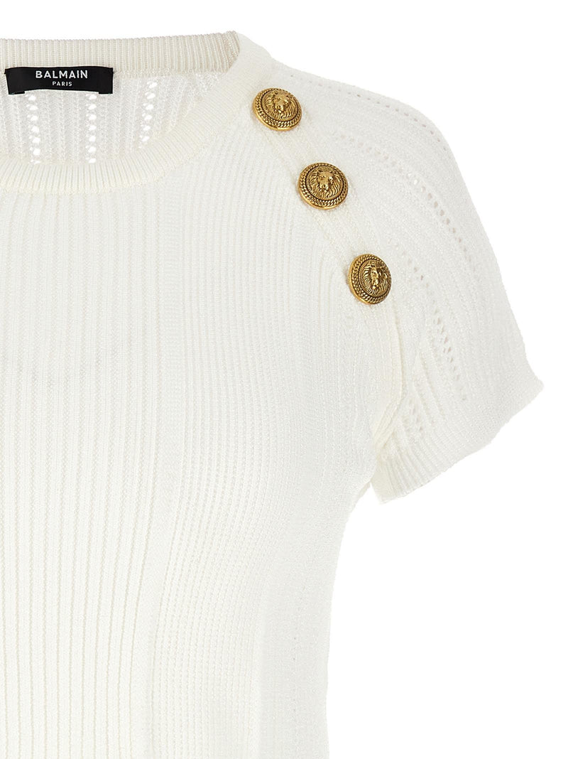 Balmain Logo Buttons Cropped Top - Women - Piano Luigi