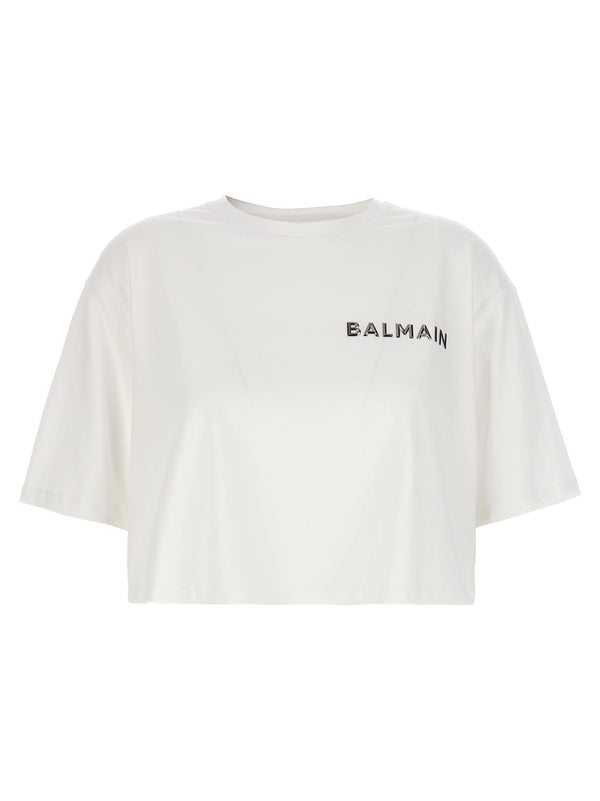 Balmain Logo Cropped T-shirt - Women - Piano Luigi