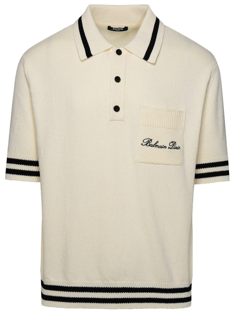 Balmain Logo Embroidered Knitted Polo Shirt - Men - Piano Luigi