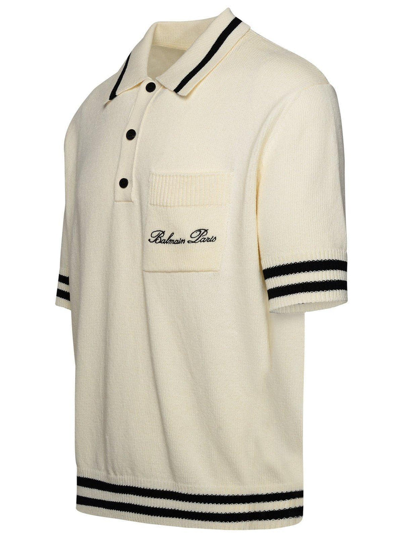 Balmain Logo Embroidered Knitted Polo Shirt - Men - Piano Luigi