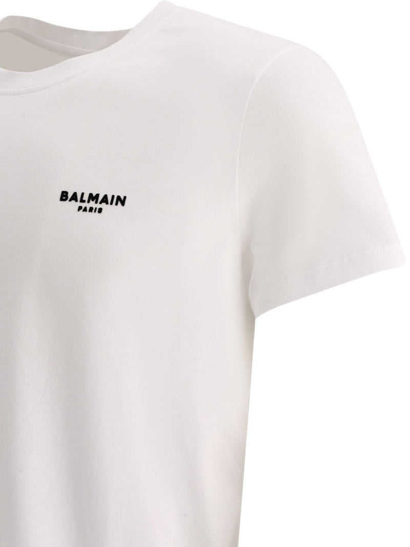 Balmain Logo Flocked Crewneck T-shirt - Men - Piano Luigi